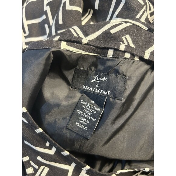 Lennie for Nina Leonard Empire Waist Linen Blend Dress Size 10 Sundress Midi - Picture 3 of 7